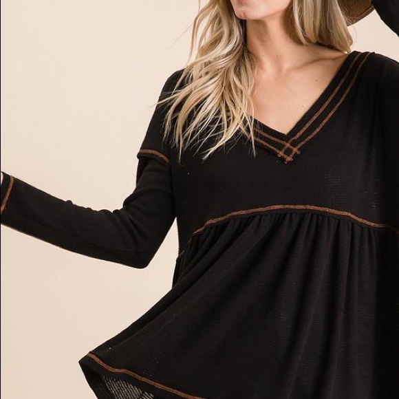 NEVER TOO LATE WAFFLE KNIT SWEATER TOP- BLACK - Picture 7 of 11